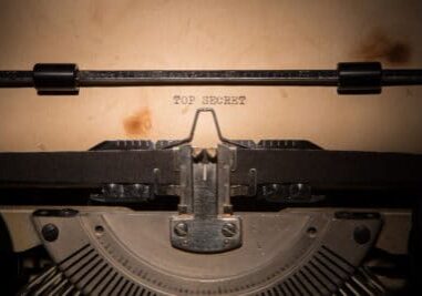 Top Secret message printed on old typing machine